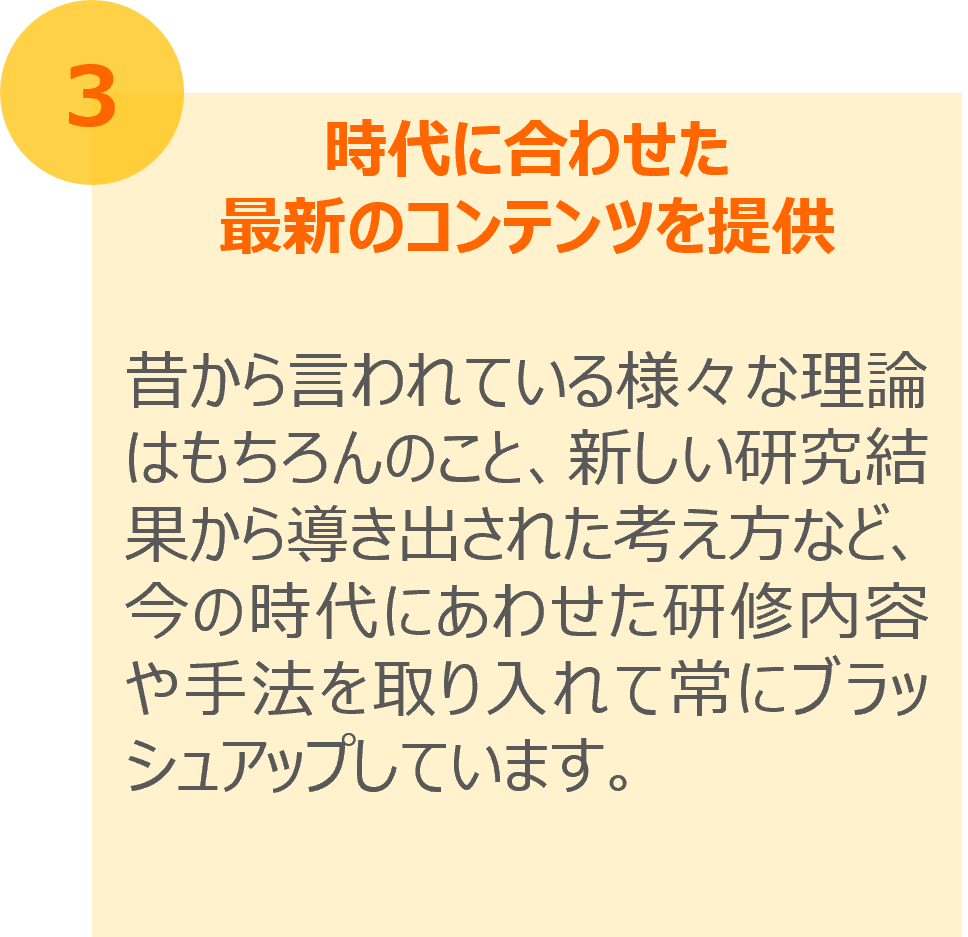 ビジョンシークの特長
時代に合わせた最新のコンテンツを提供